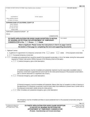 California Temporary Conservatorship Application
