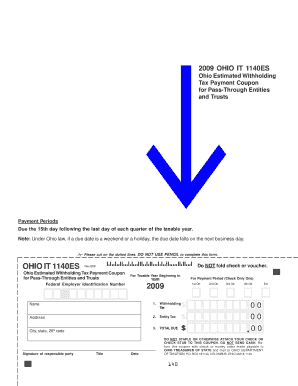 Ohio IT 1140ES Estimated Withholding Tax Payment Coupon