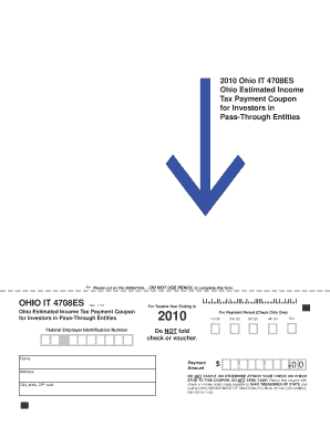 Ohio IT 4708ES Tax Payment Coupon