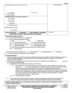 California Stipulation for Judgment