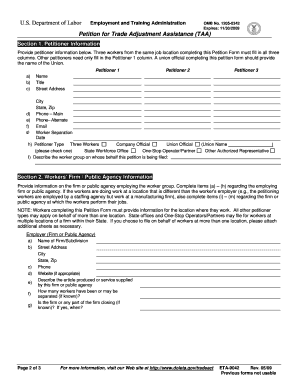 Petition for Trade Adjustment Assistance (TAA)