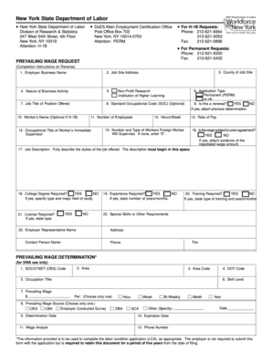 New York Prevailing Wage Request Form