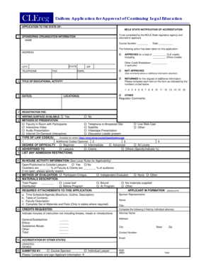 CLEreg Uniform Application for Approval