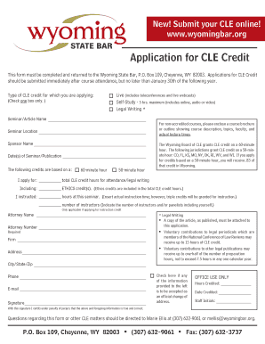 Wyoming CLE Credit Application