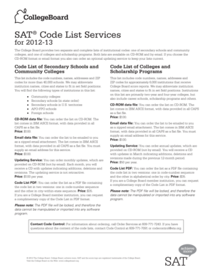 SAT Code List Services Order Form