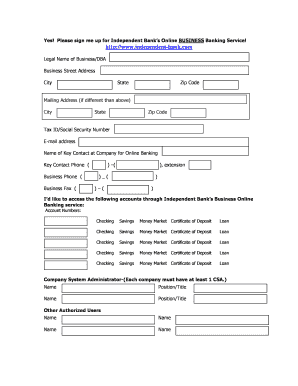 Independent Bank Business Online Banking Application