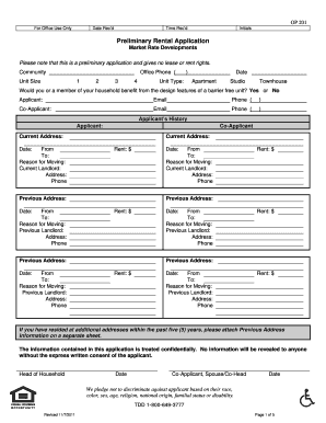 Preliminary Rental Application