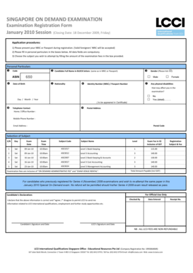 Singapore On Demand Examination Registration Form