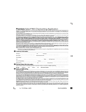 Premiere Select IRA Checkwriting Application