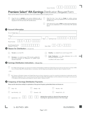 Premiere Select IRA Earnings Distribution Request Form