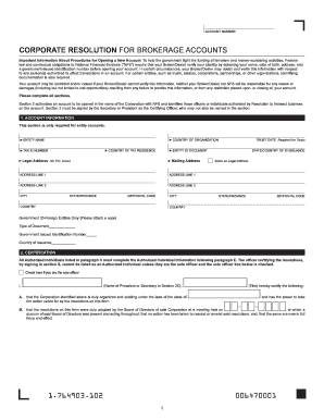 Corporate Resolution for Brokerage Accounts
