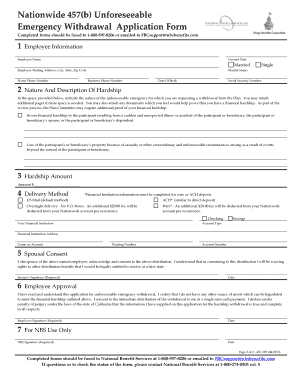 Nationwide 457(b) Unforeseeable Emergency Withdrawal Application Form