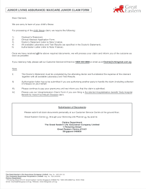 Junior Living Assurance Claim Form