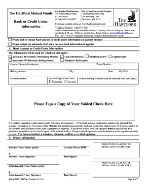 Hartford Mutual Funds Bank Change Form