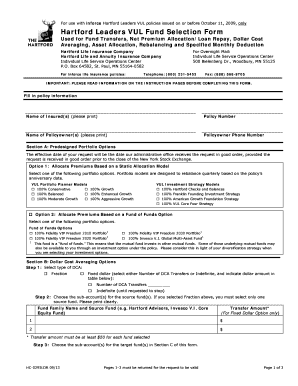 Hartford Leaders VUL Fund Selection Form