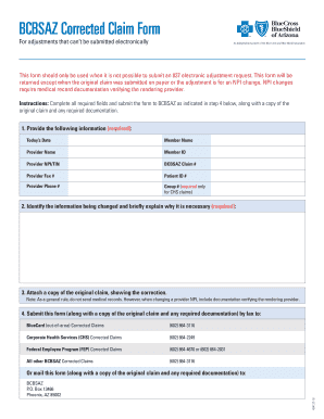 BCBSAZ Corrected Claim Form