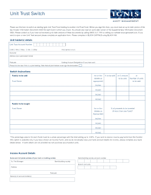 Unit Trust Switch Form