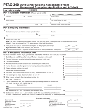 2010 Senior Citizens Assessment Freeze Homestead Exemption Application