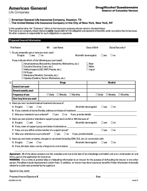 Drug/Alcohol Questionnaire