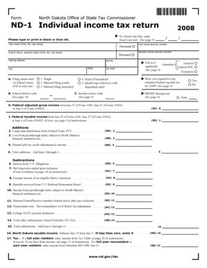 North Dakota Individual Income Tax Return 2008