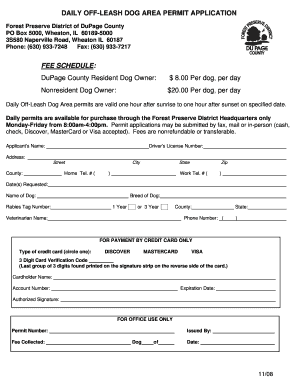 Daily Off-Leash Dog Area Permit Application