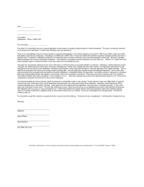 Florida Medical Marijuana Support Letter