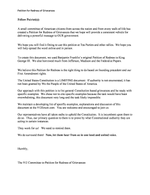 Petition for Redress of Grievances