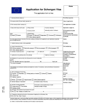 Schengen Visa Application Form