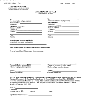 Chile Travel Authorization Form