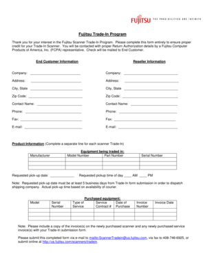 Fujitsu Scanner Trade-In Form