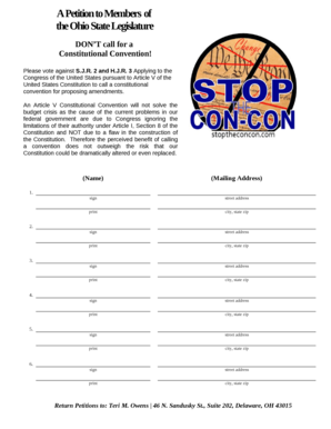 Ohio Petition Against Constitutional Convention