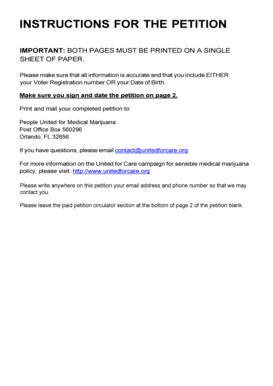 Florida Medical Marijuana Petition Form