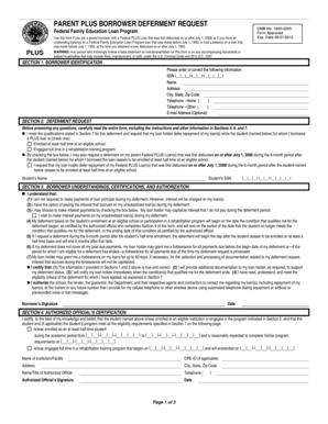 Parent PLUS Borrower Deferment Request