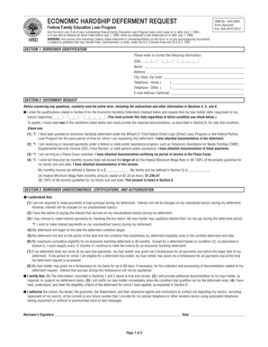 Economic Hardship Deferment Request Form