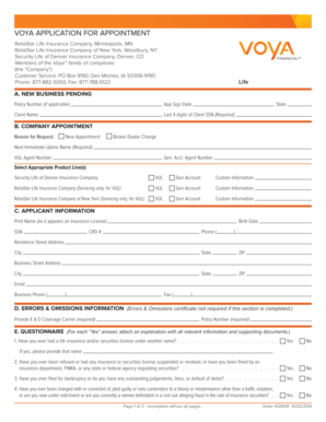 Voya Application for Appointment