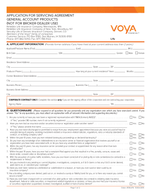 Servicing Agreement Application