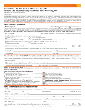 New York Individual Life Insurance Application