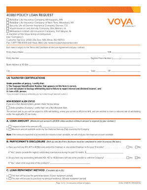 403(b) Policy Loan Request Form