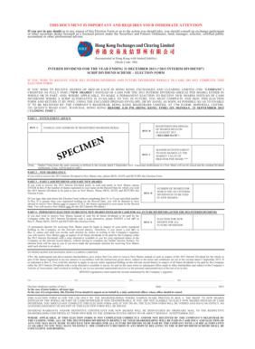 Hong Kong Scrip Dividend Election Form