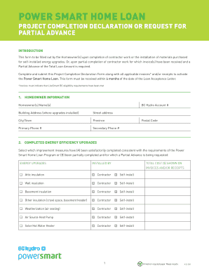 Power Smart Home Loan Project Completion Declaration