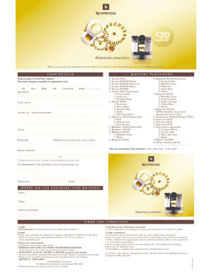 Nespresso Cash-Back Promotion Form