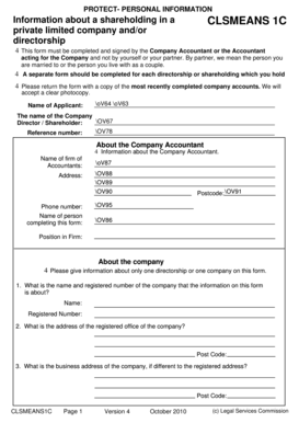 CLSMEANS1C Shareholding and Directorship Form