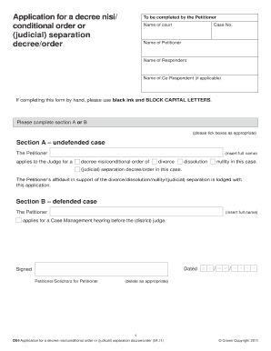 Application for a Decree Nisi