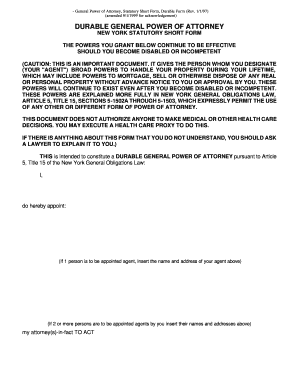 New York Durable General Power of Attorney