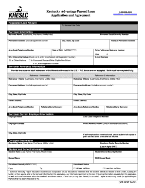Kentucky Advantage Parent Loan Application