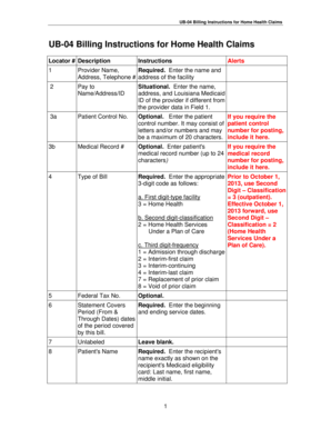 UB-04 Billing Instructions for Home Health Claims