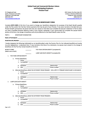 Change in Beneficiary Form