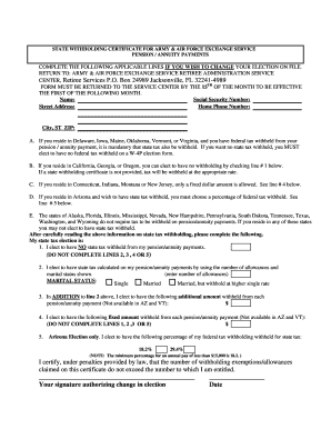 State Withholding Certificate for Army & Air Force Exchange Service