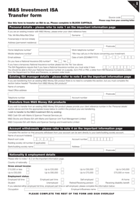 M&S Investment ISA Transfer Form