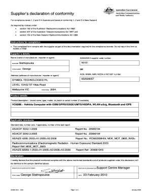 Supplier’s Declaration of Conformity